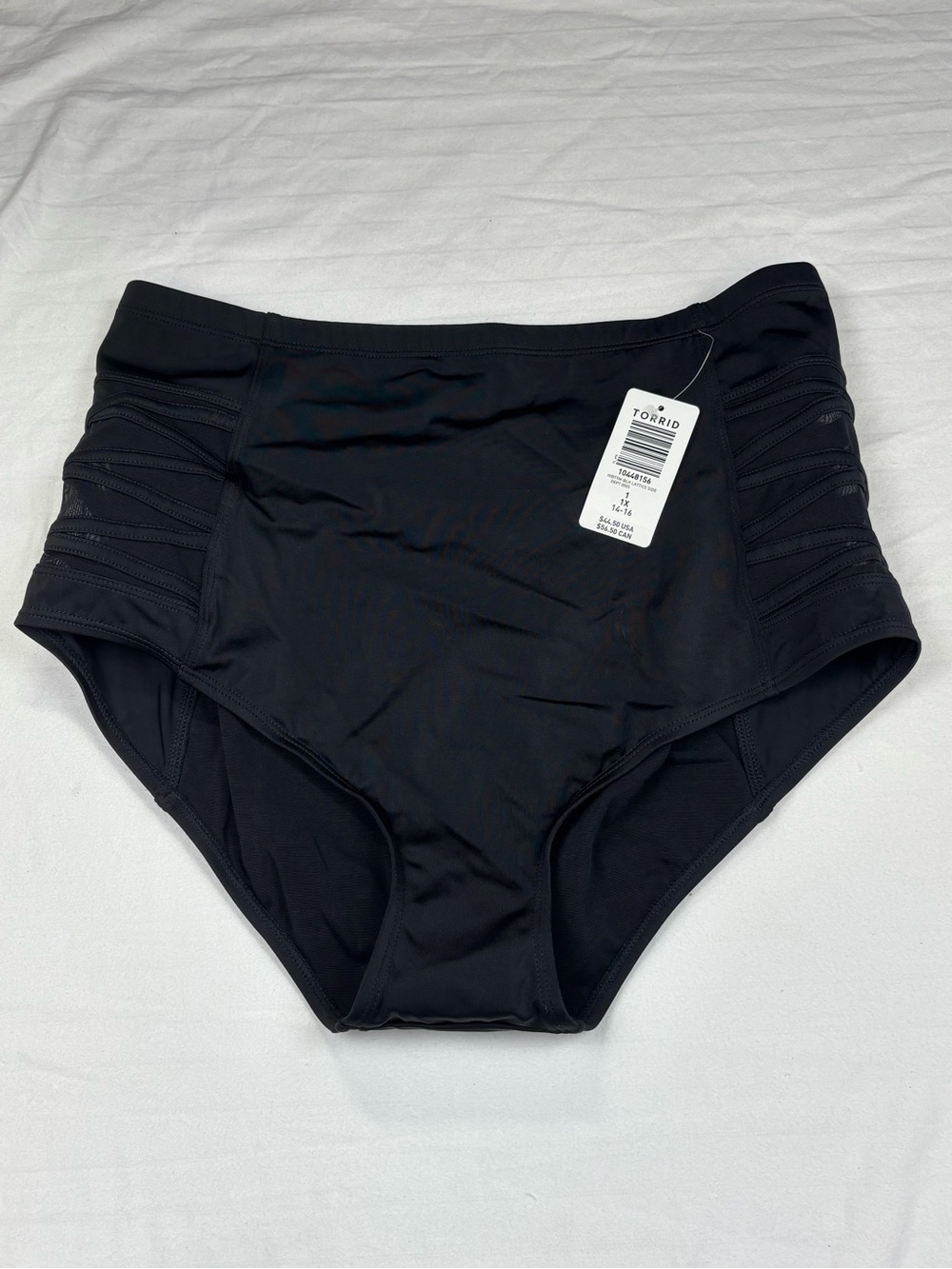 NWT 1X 14-16 torrid Black High-Waist Bikini Bottom with Side Ruching